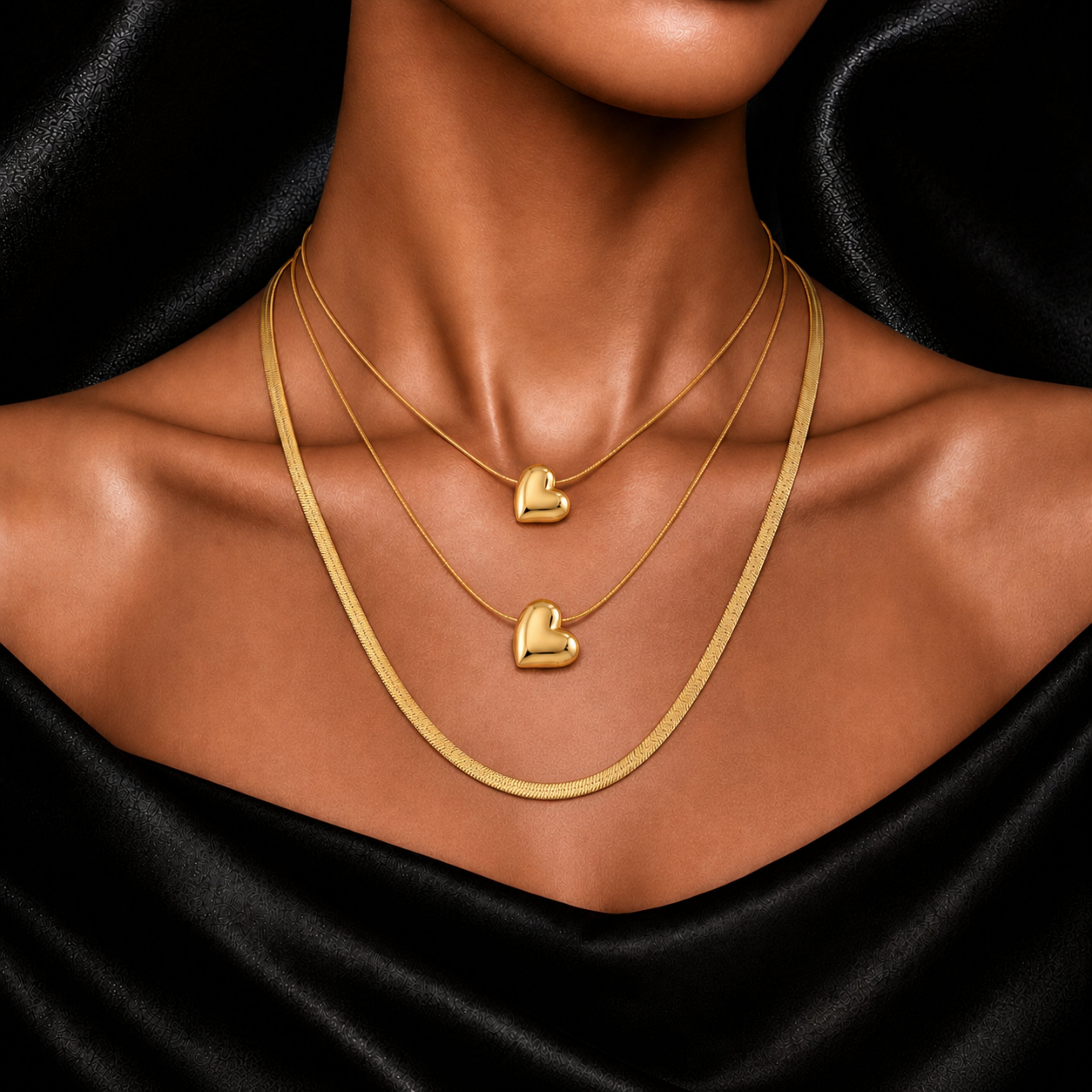 The Triple Layered Hearts Necklace