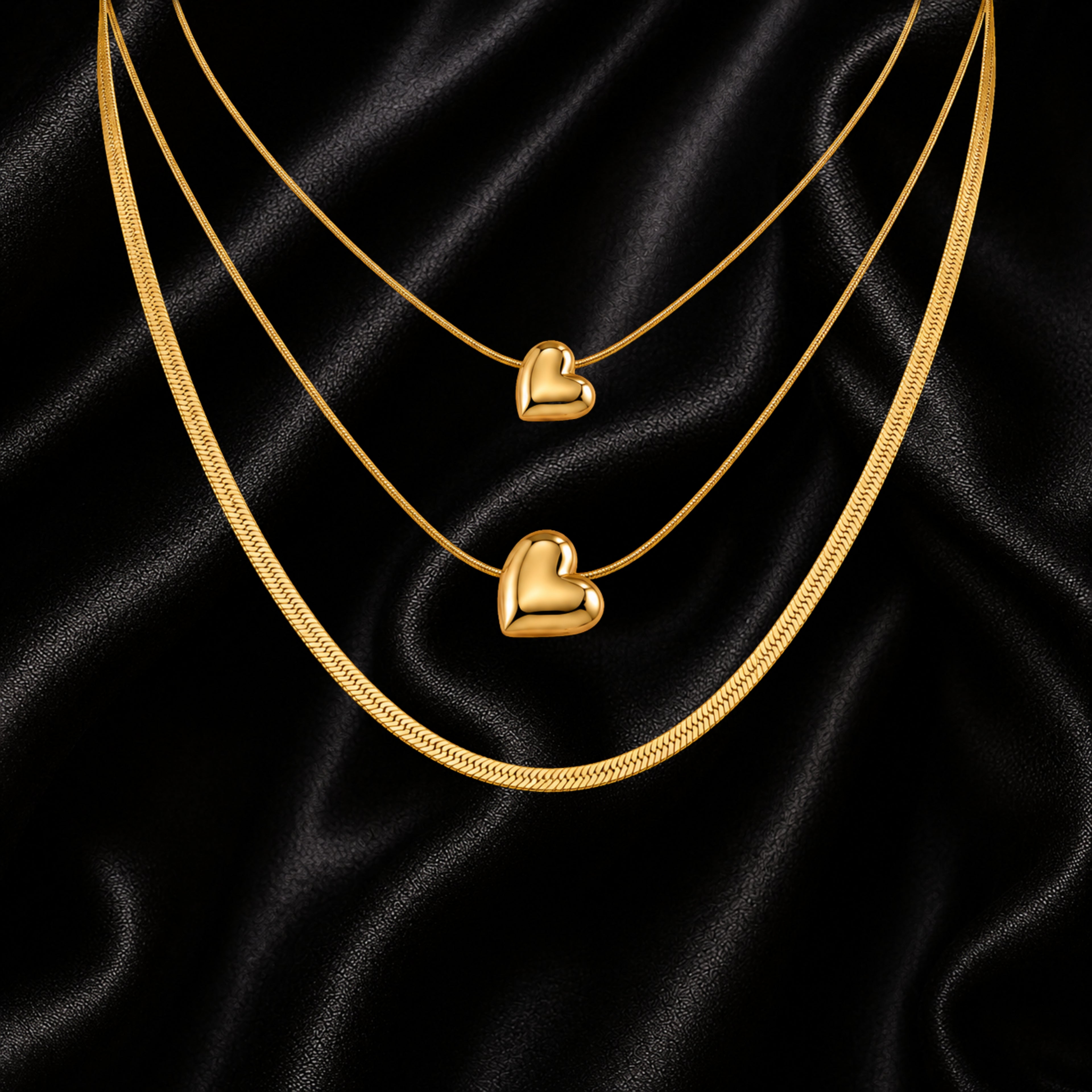 The Triple Layered Hearts Necklace