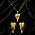 Meher Edits 17 — The Molten Edit — Molten Heart Necklace and Molten Heart Drops gold-plated jewellery bundle by Jewels by Meher