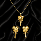 Meher Edits 17 — The Molten Edit — Molten Heart Necklace and Molten Heart Drops gold-plated jewellery bundle by Jewels by Meher